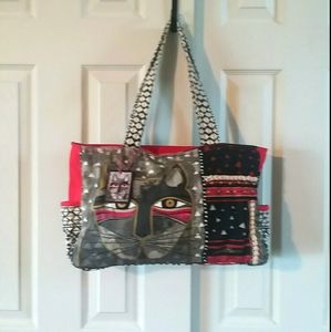 Laurel Burch Cat And Beaded Bag